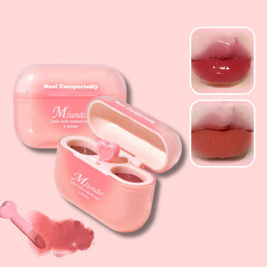 2 in 1 airpods Lip Glow Set – Cute Moisturizing Lip Balm 💄